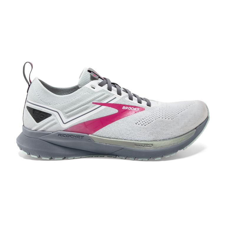 Brooks Ricochet 3 Lightweight Women's Road Running Shoes - White/Ice Flow/Pink (02678-ODFJ)